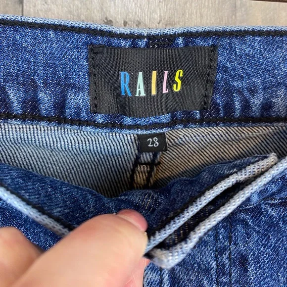 Rails The Getty Wide Leg Denim Jeans in Moonlit Ocean Blue Dark Wash Size 28. - Picture 13 of 16